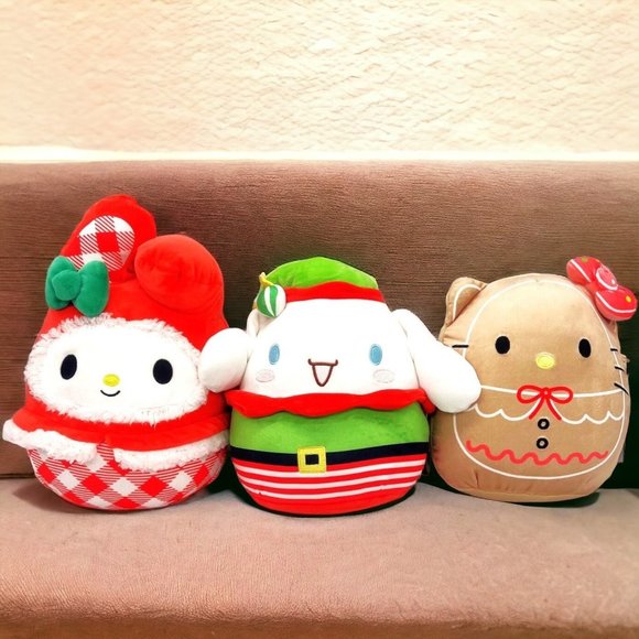 Squishmallow Plush Hello Kitty Friends 8" Christmas Cinnamoroll & My Melody Set - Picture 3 of 6